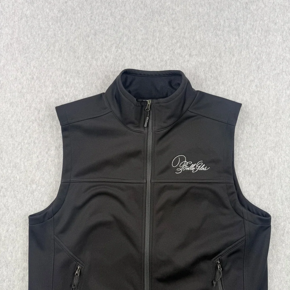 The North Face Vest Mens Medium Black Windwall Full Zip Belle‎ Glos Wine Logo